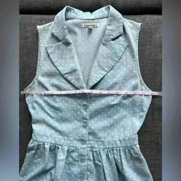 Vintage UO Lucca Couture Retro Blue Polka Dot Cottagecore Midi Dress Small - Picture 12 of 14